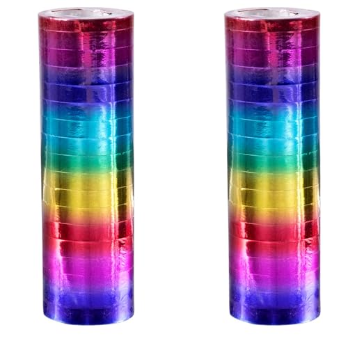 PARTY DISCOUNT NEU Luftschlangen Regenbogen metallic, 4m, 2 Stück von PARTY DISCOUNT