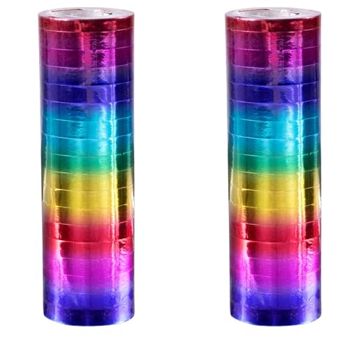 PARTY DISCOUNT NEU Luftschlangen Regenbogen metallic, 4m, 2 Stück von PARTY DISCOUNT