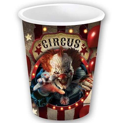 PARTY DISCOUNT NEU Papp-Becher Horror-Zirkus, 6 Stk., ca. 240ml von PARTY DISCOUNT