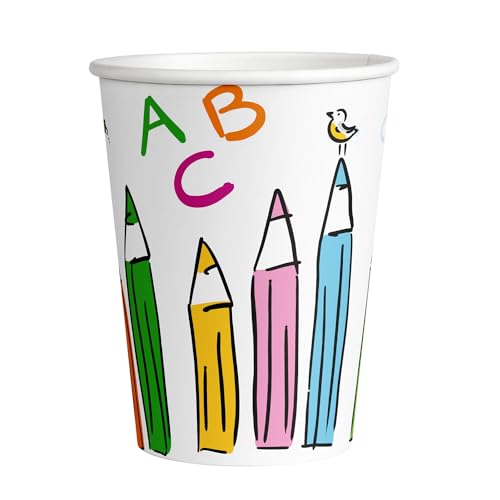 PARTY DISCOUNT NEU Papp-Becher Schulanfang, ca. 250ml, 8 Stück von PARTY DISCOUNT