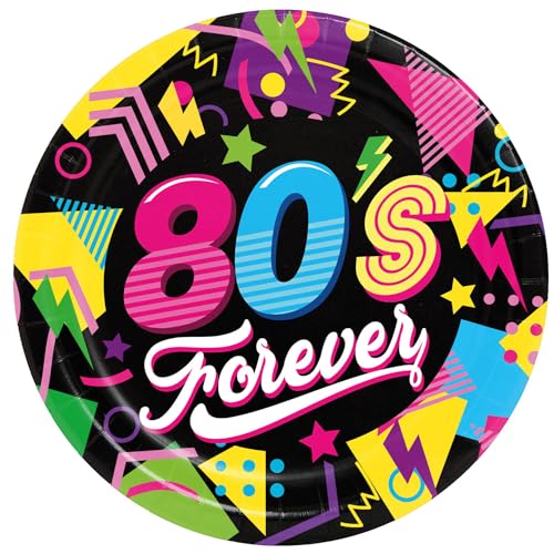 PARTY DISCOUNT NEU Papp-Teller 80s Forever, 6 Stk., ca. 23cm von PARTY DISCOUNT