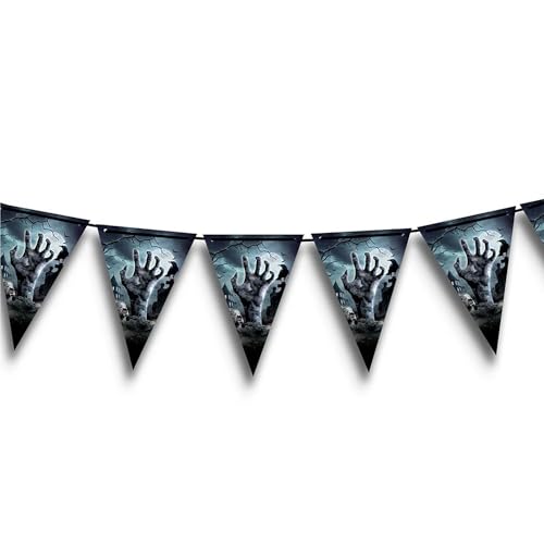 PARTY DISCOUNT NEU Wimpelkette Zombie-Friedhof, 3m, Wimpel ca. 20x30cm von PARTY DISCOUNT