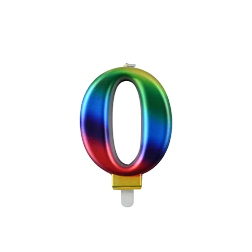 0 Geburtstagskerzen Zahl 0, Geburtstagskerzen in Regenbogenfarben, geeignet für Geburtstagsfeiern von PARTY GO