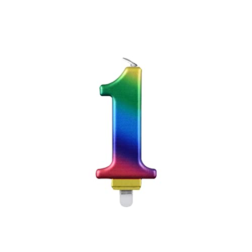 1 Geburtstagskerzen Zahl 1, Geburtstagskerzen in Regenbogenfarben, geeignet für Geburtstagsfeiern von PARTY GO
