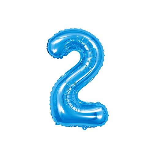2 Jahre Folienballon Nummernballon, 90~100 cm Große Folienballons Nummer 2, Blaue Luftballons, Partydekoration Geburtstag Blauer Ballon von PARTY GO