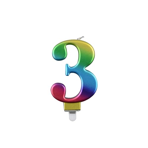3 Jahre Geburtstagskerzen Zahl 3, Geburtstagskerzen Farben Regenbogen, geeignet für Geburtstagsfeiern von PARTY GO