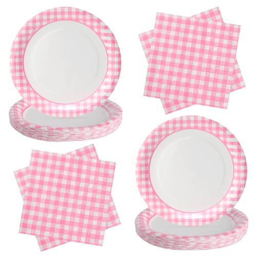 48 Stück Rose-weiß Schachbrettmuster-Party-Papiergeschirr enthält Teller Servietten Sweet Party Ideal für Geburtstage und andere Partys und Feiern 48 Stück Rose-weiß Schachbrettmuster-Party-Papiergeschirr enthält Teller Servietten Sweet Party Ideal für Geburtstage und andere Partys und Feiern von PARTY GO