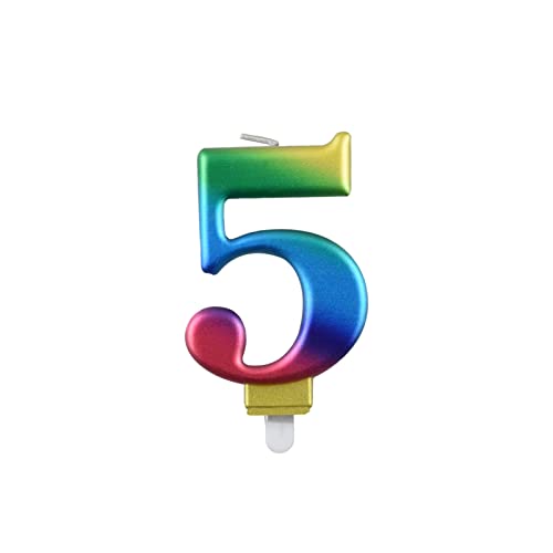 5 Jahre Geburtstagskerzen Zahl 5, Geburtstagskerzen Regenbogenfarben, geeignet für Geburtstagsfeiern von PARTY GO