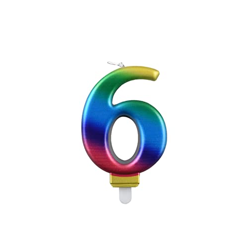 6 Jahre Geburtstagskerzen Zahl 6, Geburtstagskerzen in Regenbogenfarben, geeignet für Geburtstagsfeiern von PARTY GO