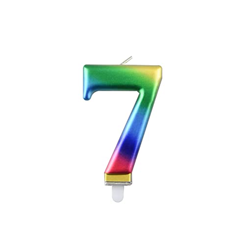 7 Jahre Geburtstagskerzen Zahl 7, Geburtstagskerzen in Regenbogenfarben, geeignet für Geburtstagsfeiern von PARTY GO