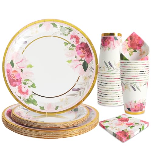 Bedrucktes Partygeschirr 96 Stück für 24 Gäste - Bunte Pappteller, Tassen, Servietten - Sweet Party Set für Geburtstage und Feiern von PARTY GO