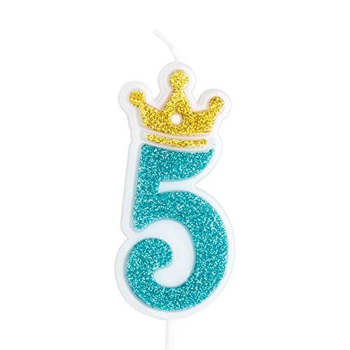 Geburtstagskerze, Geburtstagszahl 5 Kerze, Blaue Kronenzahl kerze, Kuchenzahl kerze Geburtstagsjubiläumspartyzahl kerze. Geburtstagskerze, Geburtstagszahl 5 Kerze, Blaue Kronenzahl kerze, Kuchenzahl kerze Geburtstagsjubiläumspartyzahl kerze. von PARTY GO