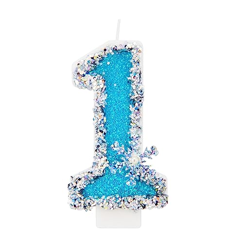 Geburtstagskerzen Blau Glitzernde Zahlenkerze nummer Kerzen, Kuchen-Dekoration für Geburtstag, Party, Hochzeit Jahrestag - Nummer 1 von PARTY GO