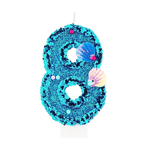 Geburtstagskerzen Blau Glitzernde Zahlenkerze nummer Kerzen, Kuchen-Dekoration für Geburtstag, Party, Hochzeit Jahrestag - Nummer 8 von PARTY GO