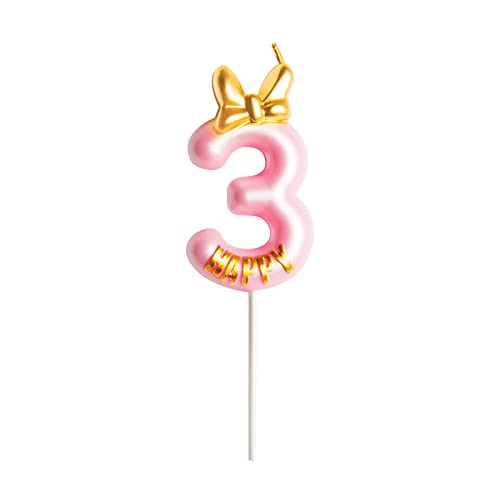 Geburtstagskerzen Krone Niedliche Rosa Mädchen Geburtstag Zahlen 3 mit Krone 7cm Geburtstagskerzen Krone Niedliche Rosa Mädchen Geburtstag Zahlen 3 mit Krone 7cm von PARTY GO