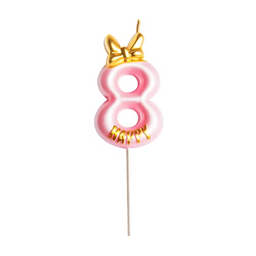 Geburtstagskerzen Krone Niedliche Rosa Mädchen Geburtstag Zahlen 8 mit Krone 7cm von PARTY GO