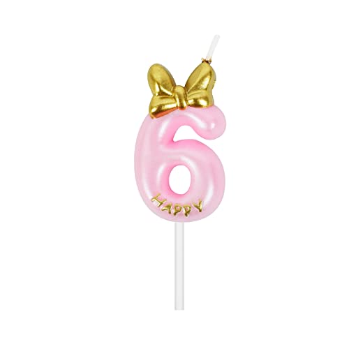 Geburtstagskerzen Rosa Mädchen große Kerzen Geburtstag Zahlen 6 von PARTY GO