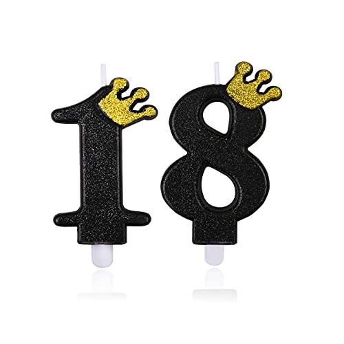 Geburtstagskerzen schwarz Zahl 18 Kerzen für Geburtstag besondere Cake Topper 9cm von PARTY GO