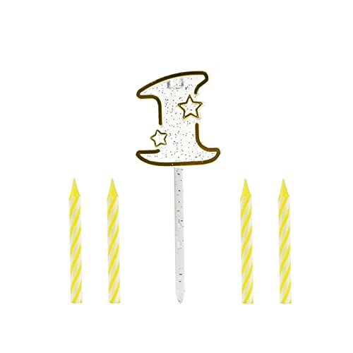 Golden Sternen Plugin mit Geburtstagskerzen, Kuchen-Dekoration für Geburtstagsfeier, Nummer 1 von PARTY GO