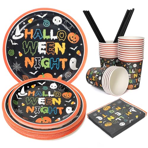 Halloween Geschirr Party Geschirr Set,Dekoration Deko outdoor 25 halloween Tassen Halloween Teller Pappbecher, Geeignet für 25 Personen Halloween Geschirr Party Geschirr Set,Dekoration Deko outdoor 25 halloween Tassen Halloween Teller Pappbecher, Geeignet für 25 Personen von PARTY GO
