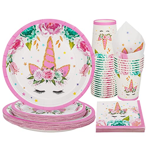 PARTY GO 100 Stück Einhorn Partygeschirr Set Einschließlich Einhorn Thema Papier Teller, Dessertteller, Servietten, Tassen für Mädchen Geburtstag Party Dekorationen, für 25 Gäste PARTY GO 100 Stück Einhorn Partygeschirr Set Einschließlich Einhorn Thema Papier Teller, Dessertteller, Servietten, Tassen für Mädchen Geburtstag Party Dekorationen, für 25 Gäste von PARTY GO