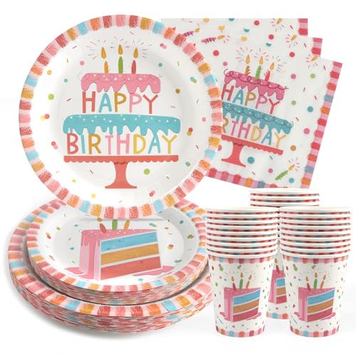 PARTY GO 100 Stück Geburtstagskuchen Party Geschirr Set enthält 25 Stück 9'' Essteller 7'' Essteller 9 oz. Pappbecher 13'' Servietten Mädchen Jungen Kinder Geburtstag Party für 25 Gäste PARTY GO 100 Stück Geburtstagskuchen Party Geschirr Set enthält 25 Stück 9'' Essteller 7'' Essteller 9 oz. Pappbecher 13'' Servietten Mädchen Jungen Kinder Geburtstag Party für 25 Gäste von PARTY GO