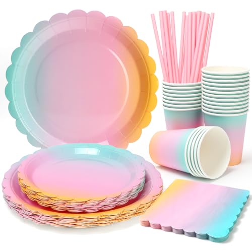 PARTY GO 125PCS Partygeschirr Bunt für 25 Gäste, Pappteller Becher Servietten Strohhalme für Geburtstagen, Hochzeiten, Jubiläen und anderen Partys Dekoration Zubehör PARTY GO 125PCS Partygeschirr Bunt für 25 Gäste, Pappteller Becher Servietten Strohhalme für Geburtstagen, Hochzeiten, Jubiläen und anderen Partys Dekoration Zubehör von PARTY GO