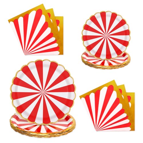 PARTY GO 16Pcs 9“ Pappteller 16Pcs 7'' Pappteller 24Pcs Servietten für Abendessen und Dessert für Graduierung Urlaub Hochzeit Geburtstag Party Baby Dusche Dekoration Rot PARTY GO 16Pcs 9“ Pappteller 16Pcs 7'' Pappteller 24Pcs Servietten für Abendessen und Dessert für Graduierung Urlaub Hochzeit Geburtstag Party Baby Dusche Dekoration Rot von PARTY GO