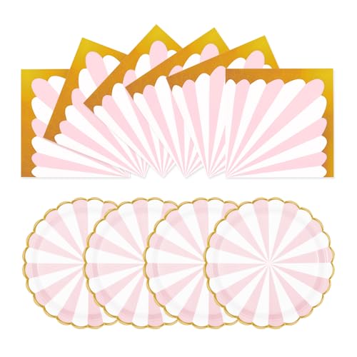 PARTY GO 24 9“ Pappteller 24 Servietten für Abendessen und Dessert für Graduierung Urlaub Hochzeit Geburtstag Party Baby Dusche Dekoration Rosa PARTY GO 24 9“ Pappteller 24 Servietten für Abendessen und Dessert für Graduierung Urlaub Hochzeit Geburtstag Party Baby Dusche Dekoration Rosa von PARTY GO