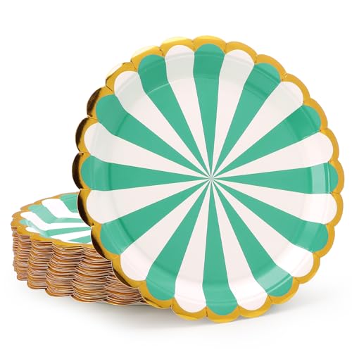 PARTY GO 50 Stück 9" Grün Pappteller für Abendessen und Dessert, Einwegteller Party Supplies Pack für Graduierung Urlaub Hochzeit Geburtstag Party Baby Dusche Dekorationen von PARTY GO