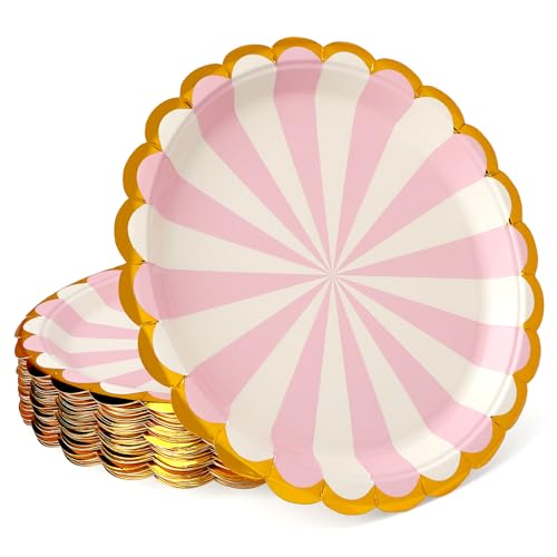 PARTY GO 50 Stück 9“ Pappteller für Abendessen und Dessert, Einwegteller Party Supplies Pack für Graduierung Urlaub Hochzeit Geburtstag Party Baby Dusche Dekorationen, Rosa PARTY GO 50 Stück 9“ Pappteller für Abendessen und Dessert, Einwegteller Party Supplies Pack für Graduierung Urlaub Hochzeit Geburtstag Party Baby Dusche Dekorationen, Rosa von PARTY GO