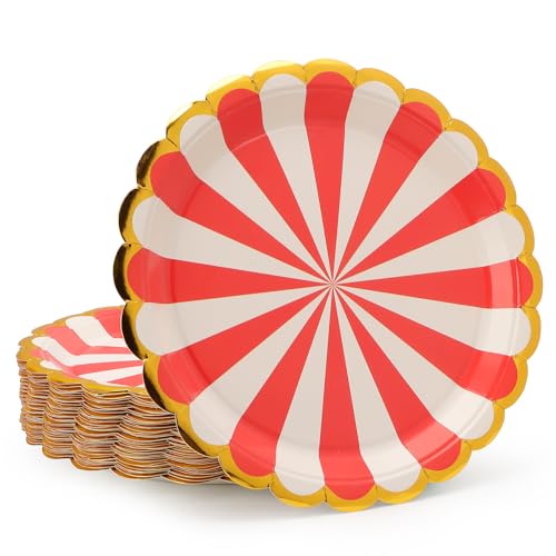 PARTY GO 50 Stück 9“ Pappteller für Abendessen und Dessert, Einwegteller Party Supplies Pack für Graduierung Urlaub Hochzeit Geburtstag Party Baby Dusche Dekorationen, Rot PARTY GO 50 Stück 9“ Pappteller für Abendessen und Dessert, Einwegteller Party Supplies Pack für Graduierung Urlaub Hochzeit Geburtstag Party Baby Dusche Dekorationen, Rot von PARTY GO