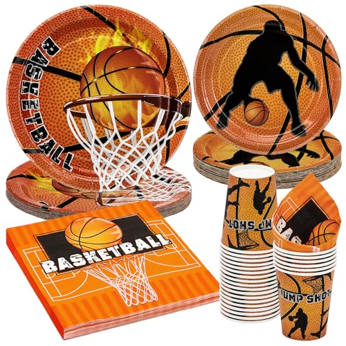 PARTY GO 96 Stück NBA Basketball Party Geschirr für 24 Gäste mit Papptellern, Tassen und Servietten für Sport Themed Geburtstag Baby Dusche Party Dekorationen PARTY GO 96 Stück NBA Basketball Party Geschirr für 24 Gäste mit Papptellern, Tassen und Servietten für Sport Themed Geburtstag Baby Dusche Party Dekorationen von PARTY GO