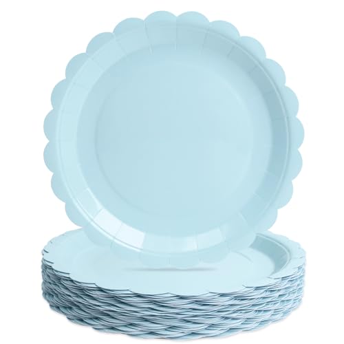 PARTY GO Pappteller Blau 23cm 50 Stück, Partygeschirr für 50 Gäste Kindergeburtstag Jungen und Mädchen Party Dekoration von PARTY GO