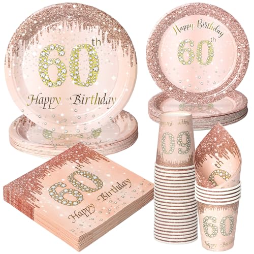 PARTY GO Partygeschirr 96 Stück rose gold 60th Geburtstagspartygeschirr Set Geburtstagsparty Tischdekoration 24 Gäste PARTY GO Partygeschirr 96 Stück rose gold 60th Geburtstagspartygeschirr Set Geburtstagsparty Tischdekoration 24 Gäste von PARTY GO