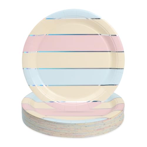 PARTY GO Partygeschirr 50 Stück, Pastell Pappteller mit Silberrand Kindergeburtstag, Partygeschirr Set 23cm Pappteller, Pappgeschirr für 50 Gäste für Geburtstagsdeko Junge Mädchen Partys PARTY GO Partygeschirr 50 Stück, Pastell Pappteller mit Silberrand Kindergeburtstag, Partygeschirr Set 23cm Pappteller, Pappgeschirr für 50 Gäste für Geburtstagsdeko Junge Mädchen Partys von PARTY GO