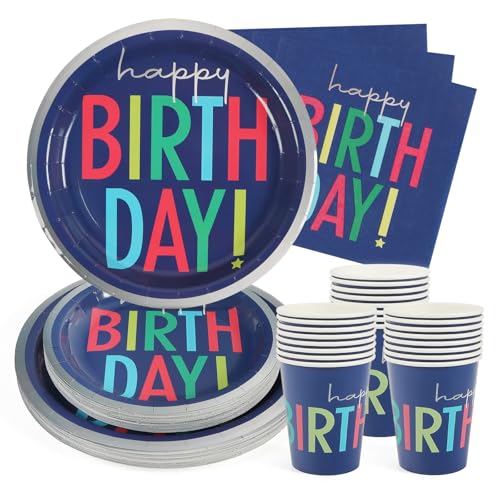 PARTY GO Partygeschirr 96 Stück Blau Kinder Geburtstag Partyteller Party Supplies Set enthält Pappteller Servietten Besteck für Geburtstagsparty Dekorationen Baby-Dusche-24 Gäste PARTY GO Partygeschirr 96 Stück Blau Kinder Geburtstag Partyteller Party Supplies Set enthält Pappteller Servietten Besteck für Geburtstagsparty Dekorationen Baby-Dusche-24 Gäste von PARTY GO