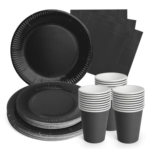 PARTY GO Partygeschirr Partyzubehör Schwarz Set Dekoration Geburtstag Kinderparty Geschirr Enthält 24 9" Pappteller 24 7" Pappteller 24 Pappbecher 24 Servietten für 24 Gäste Mädchen Jungen Themenparty PARTY GO Partygeschirr Partyzubehör Schwarz Set Dekoration Geburtstag Kinderparty Geschirr Enthält 24 9" Pappteller 24 7" Pappteller 24 Pappbecher 24 Servietten für 24 Gäste Mädchen Jungen Themenparty von PARTY GO