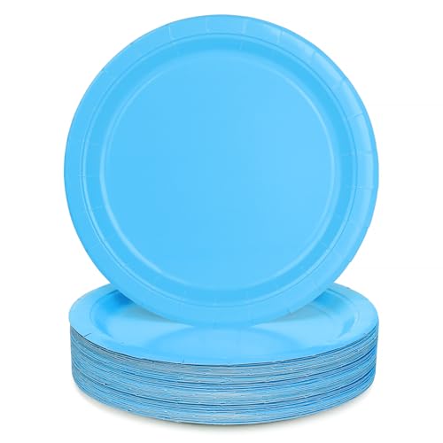 PARTY GO Partyteller Blau 9'' (23cm) 50 Stück Kindergeburtstag Jungen und Mädchen Party Dekoration Zubehör Pappteller von PARTY GO