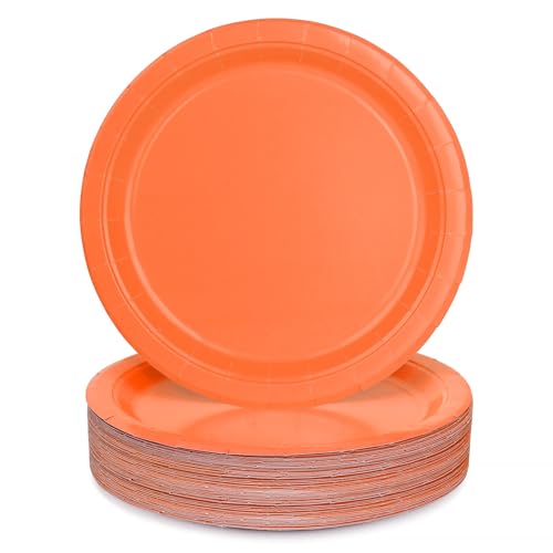 PARTY GO Partyteller Orange 9'' (23cm) 50 Stück Kindergeburtstag Jungen und Mädchen Party Dekoration Zubehör Pappteller von PARTY GO