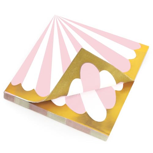 PARTY GO Servietten Geburtstag 33x33cm 24 Stück, Servietten Rosa Zirkus-Thema Einweg Papierservietten für Deko Geburtstag, Partys, karneval, Kinderparty Tischdeko, Rosa und Weiß Gestreift PARTY GO Servietten Geburtstag 33x33cm 24 Stück, Servietten Rosa Zirkus-Thema Einweg Papierservietten für Deko Geburtstag, Partys, karneval, Kinderparty Tischdeko, Rosa und Weiß Gestreift von PARTY GO