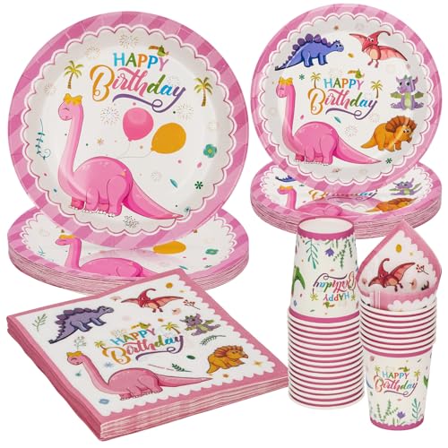 Party Go 96 Stück Hund Geburtstag Party Geschirr Set Hund Einwegpapier Teller Servietten Tassen für Hund Party Dekoration Teller Set servieren 24 Gäste von PARTY GO