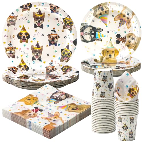 Party Go 96 Stück Hunde & Haustiere Party Geschirr Set Hunde Einwegpapier Teller Servietten Tassen für Haustiere Party Dekoration Teller Set servieren 24 Gäste Party Go 96 Stück Hunde & Haustiere Party Geschirr Set Hunde Einwegpapier Teller Servietten Tassen für Haustiere Party Dekoration Teller Set servieren 24 Gäste von PARTY GO