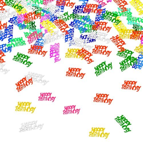 Party Go Happy Birthday Konfetti Multi Color Geburtstag Tisch Konfetti Dekor sortiert Happy Birthday Konfetti Happy Brthday Sparkles für Geburtstag Baby Dusche Party Dekor 50g 1.8oz (Multi) von PARTY GO