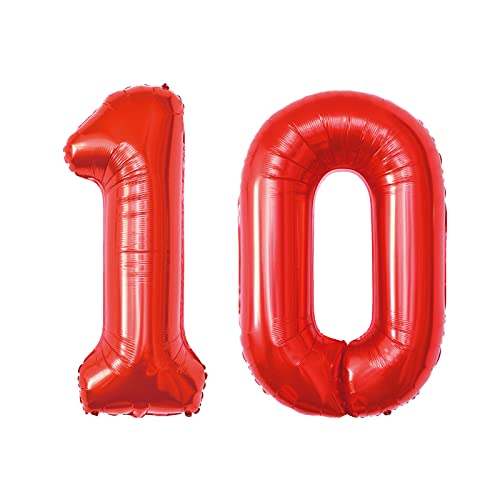 Rot Ballon 10 Geburtstag , 90 ~ 100 cm große Helium Folienfolienballons, Partyballons, Geburtstagsdekorationen, fliegen mit Helium von PARTY GO