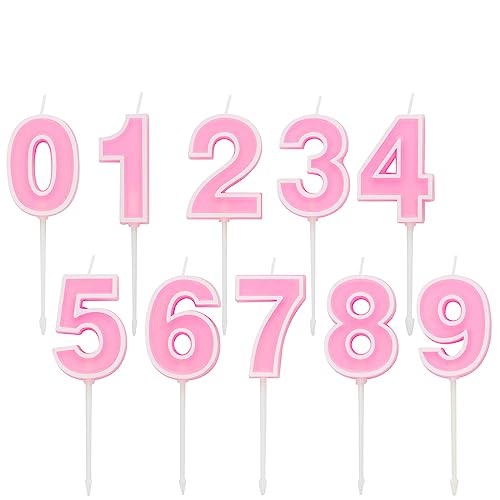 Zahlen Geburtstagskerzen, 0-9 Kerzen Kuchen Zahlen, Rosa 3D digitale Kerzen, für Geburtstagskuchen Jubiläum Parteien von PARTY GO