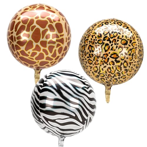 3 Stück Safari Folienballons Set Kindergeburtstag Deko, Leopard Giraffe Zebra, Luftballons für Kinder Geburtstag, Safari Tiere Party Ballons, Heliumballons Dekoballon Dschungel Wild One Mottoparty 3 Stück Safari Folienballons Set Kindergeburtstag Deko, Leopard Giraffe Zebra, Luftballons für Kinder Geburtstag, Safari Tiere Party Ballons, Heliumballons Dekoballon Dschungel Wild One Mottoparty von PARTY PARTY