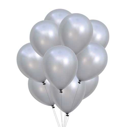 PARTY PARTY 12 metallic silberne Ballons aus Latex reißfest 30 cm geruchs- und geschmacksneutral Luftballon Deko Kindergeburtstag, Geburtstag Ballon Set, Kinder Party, Hochzeit von PARTY PARTY