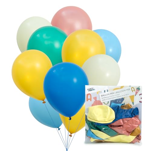 PARTY PARTY 12er Schulanfang Ballon Mix aus Latex reißfest 30 cm geruchs- und geschmacksneutral Luftballon Deko Kindergeburtstag, Kinder Geburtstag, Schulanfang Party Ballons, Hochzeit von PARTY PARTY