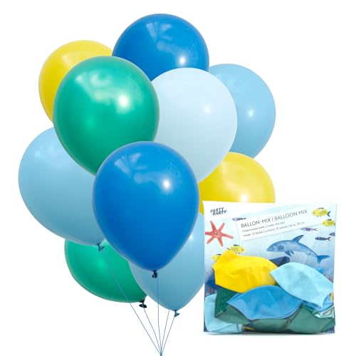 PARTY PARTY 12er Unterwasser Ballon Mix aus Latex reißfest 30 cm geruchs- und geschmacksneutral Luftballon Deko Kindergeburtstag, Meerestiere Geburtstag, Unterwasserwelt Party Ballons, Hochzeit von PARTY PARTY